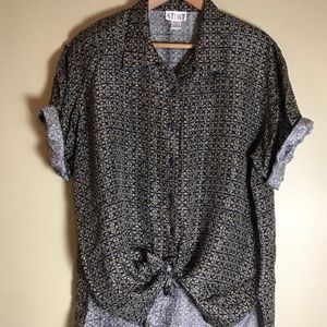 VTG Oversized Menswear Inspired Silk Camp Shirt 1X